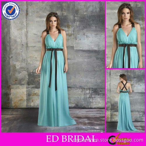 CB87 Latest Brown And Turquoise Two Tone Bridesmaid Dress